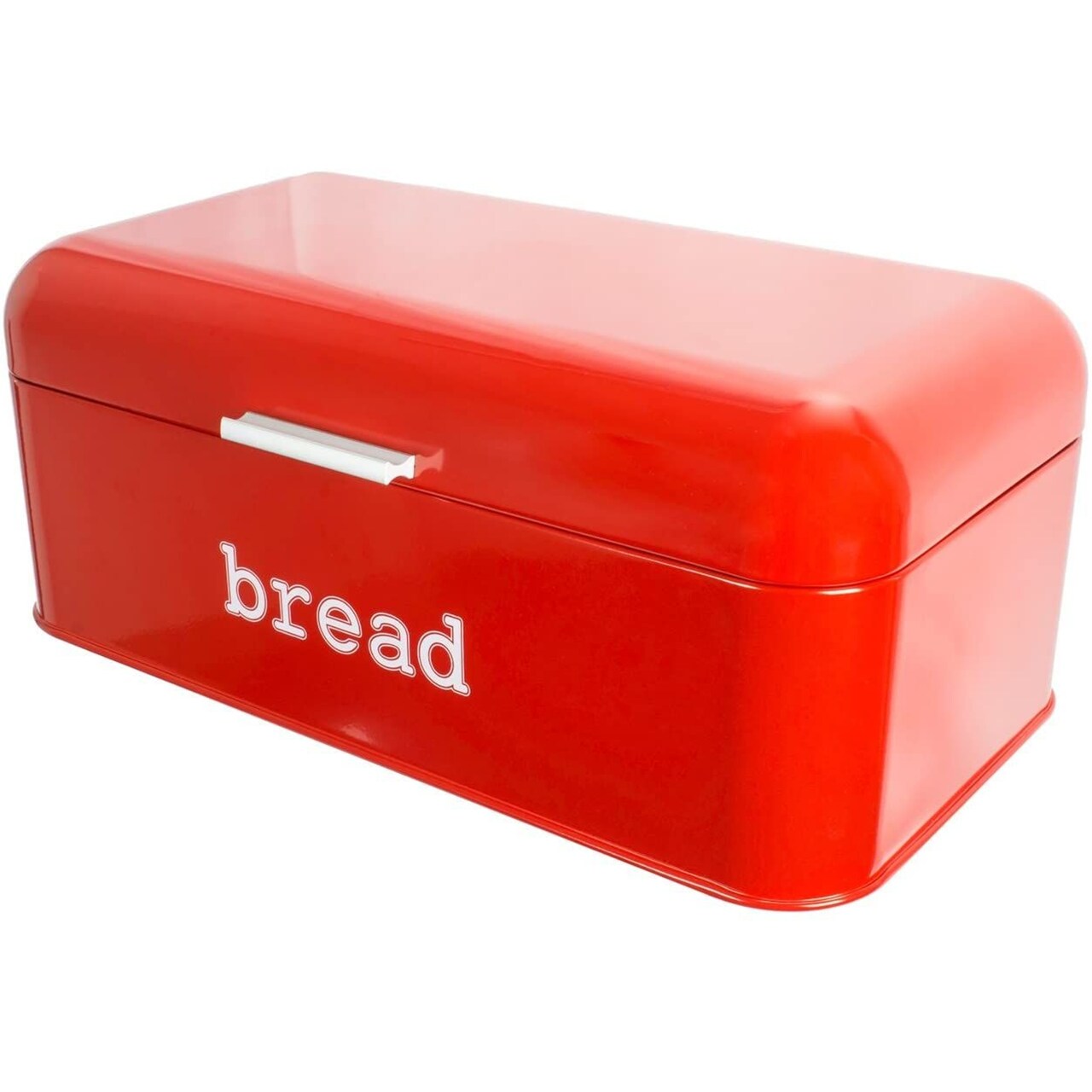 Vintage Stainless Steel Bread Box (Red, 16.75 x 9 x 6.5 In)
